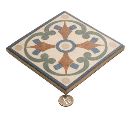Terracotta Blue Green 6x6 Matte Square Porcelain Tile (19 pack, 4.65 sq ft/case) - Sample