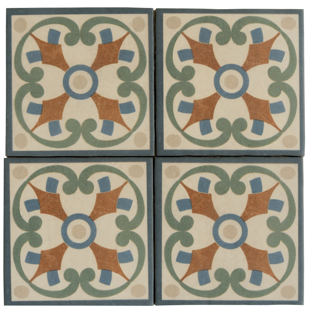 Terracotta Blue Green 6x6 Matte Square Porcelain Tile (19 pack, 4.65 sq ft/case)