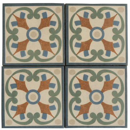 Terracotta Blue Green 6x6 Matte Square Porcelain Tile (19 pack, 4.65 sq ft/case) - Sample
