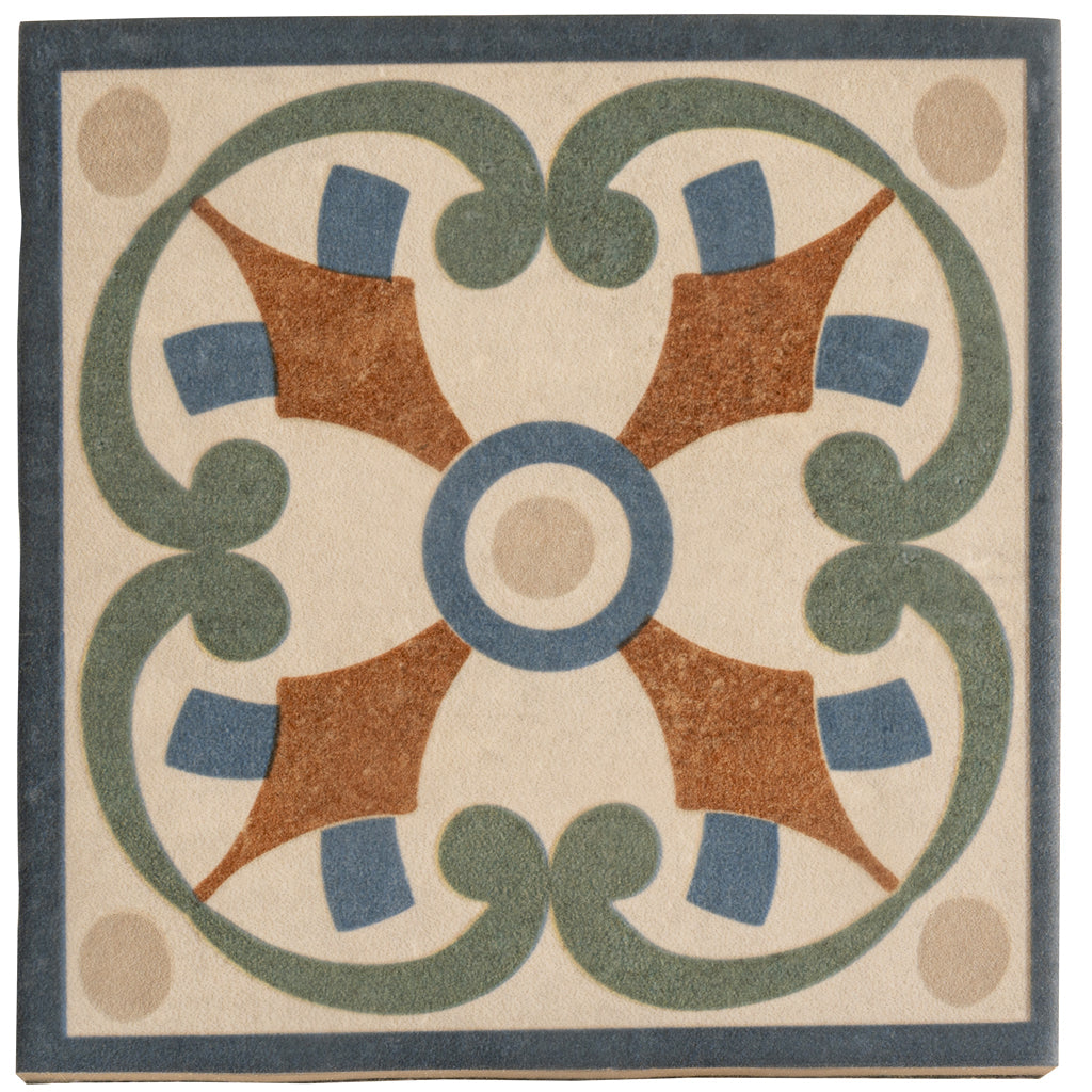 Terracotta Blue Green 6x6 Matte Square Porcelain Tile (19 pack, 4.65 sq ft/case) - Sample