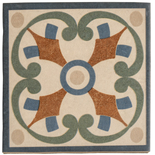 Terracotta Blue Green 6x6 Matte Square Porcelain Tile (19 pack, 4.65 sq ft/case) - Sample