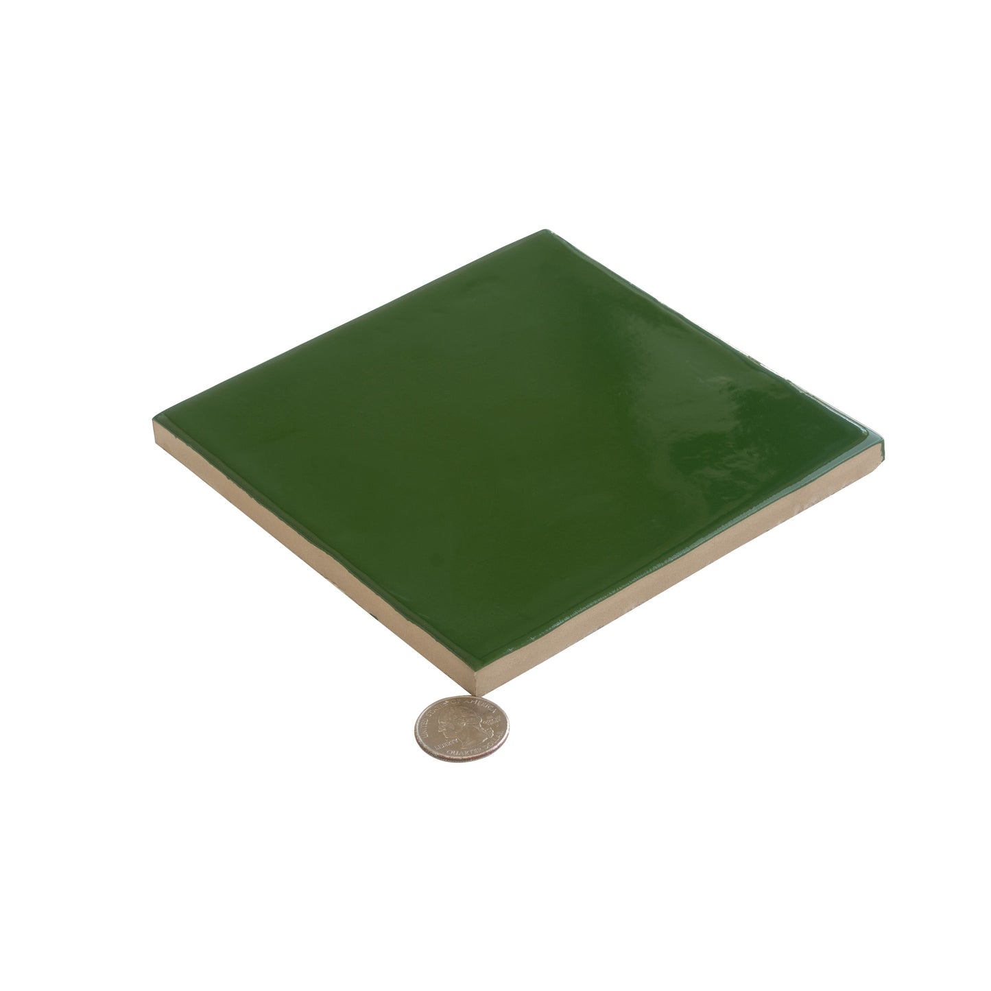 Deep Forest Green 6x6 Glossy Square Porcelain Tile (19 pack, 4.65 sq ft/case) - Sample