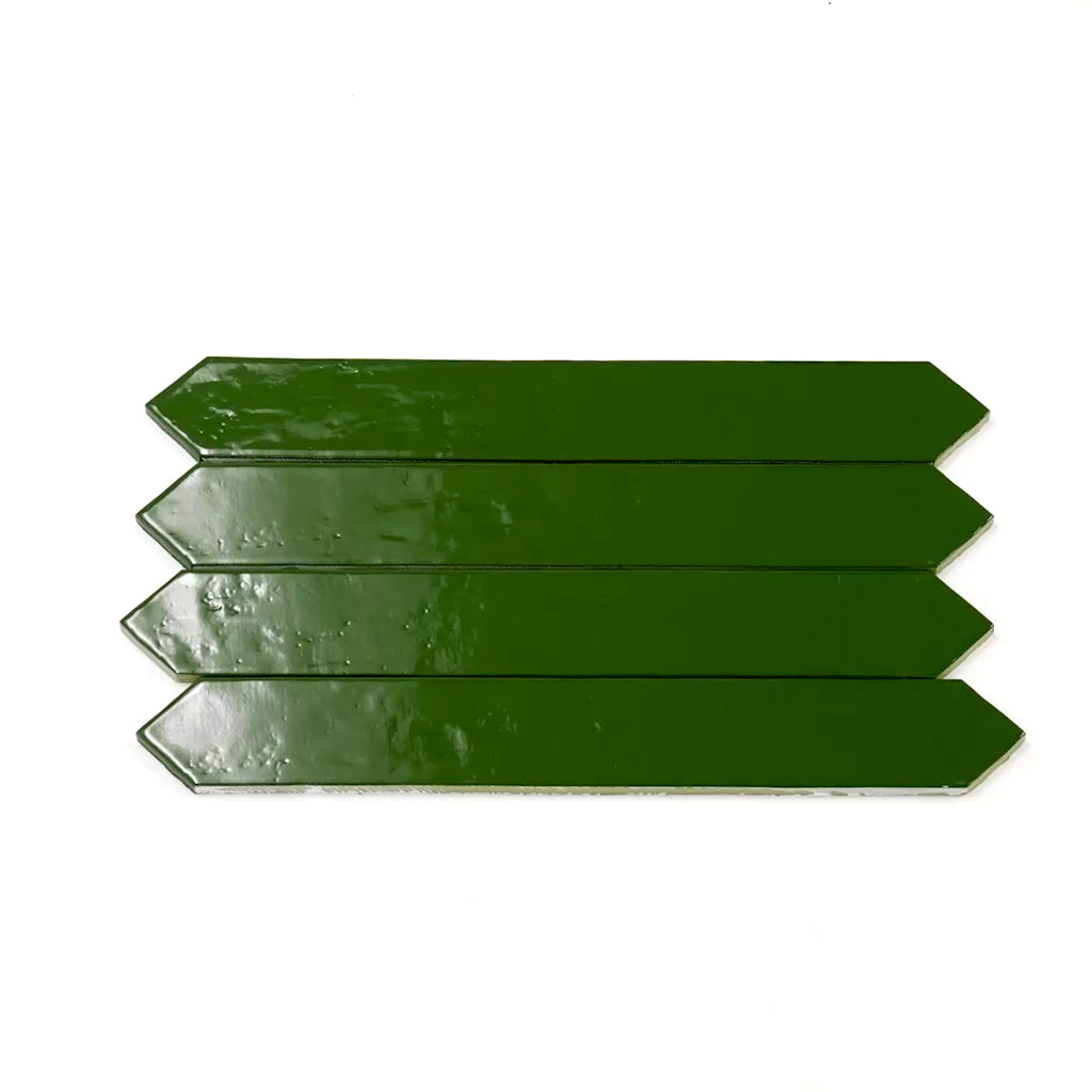 Deep Forest Green 3x19 Glossy Picket Porcelain Tile (20 pack, 7.65 sq ft/case)