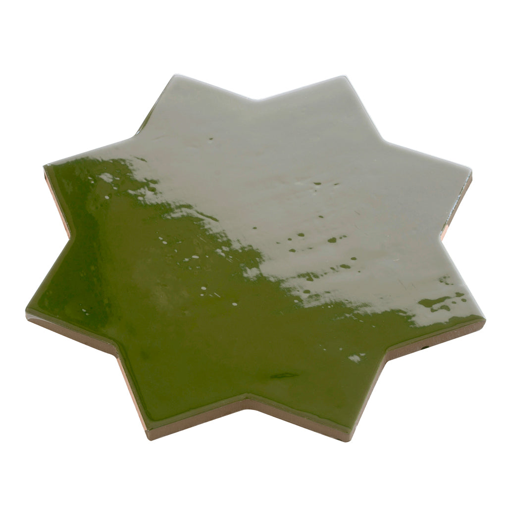 Deep Forest Green 7x7 Glossy Star Porcelain Tile (16 pack, 6.46 sq ft/case) - Sample