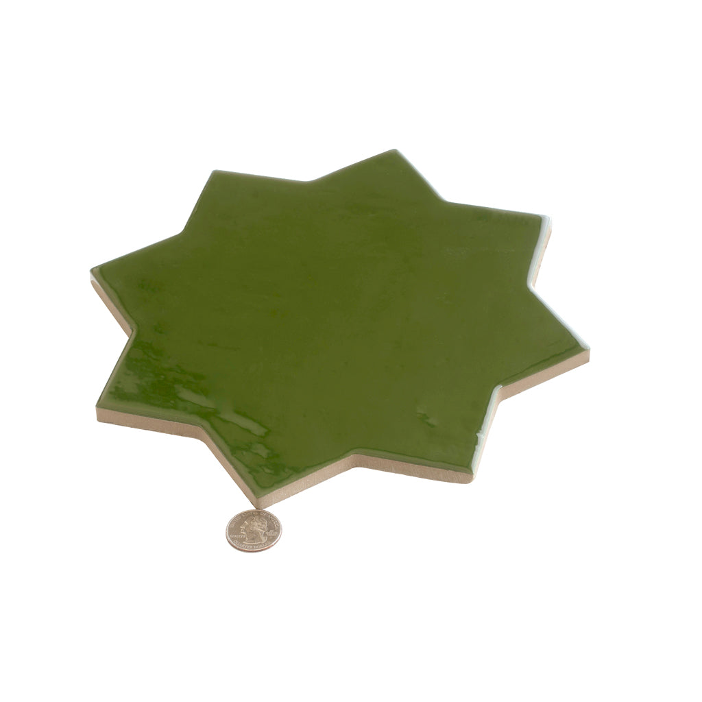 Deep Forest Green 7x7 Glossy Star Porcelain Tile (16 pack, 6.46 sq ft/case)