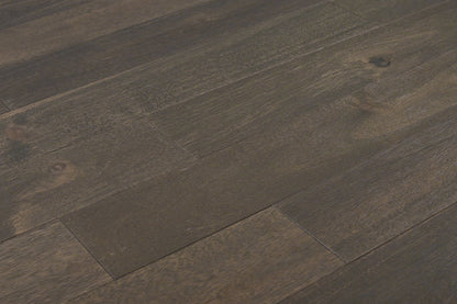 "Indo Acacia Wirebrushed Solid Hardwood Flooring in Ultimate Grey, 3/4 x 4.75 inches. SKU: TRPSH-IAUG. Experience modern elegance and durability for your space."