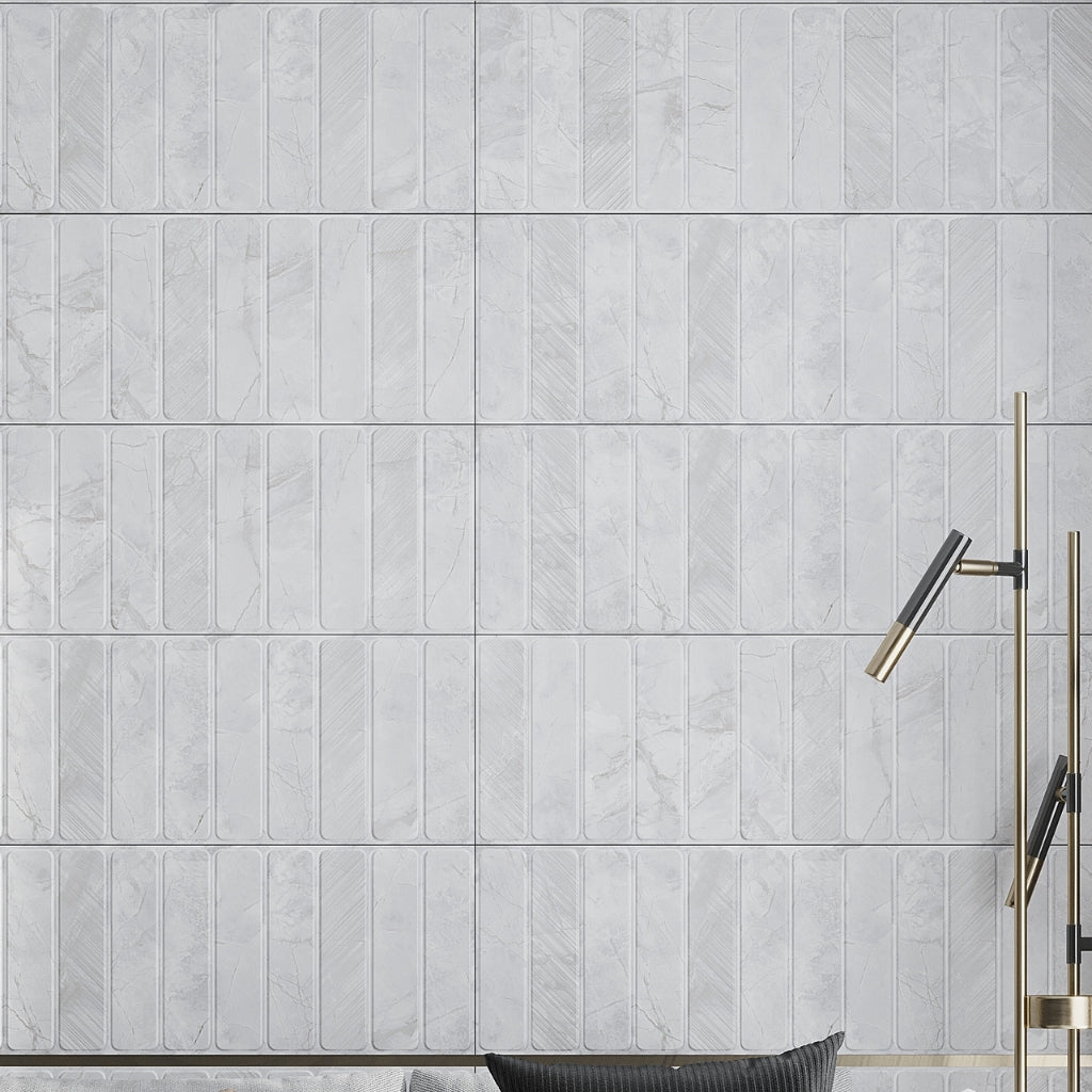 Light Grey White 16x48 Matte Ceramic Large Format Tile (3 pack, 15.5 sq ft/case)