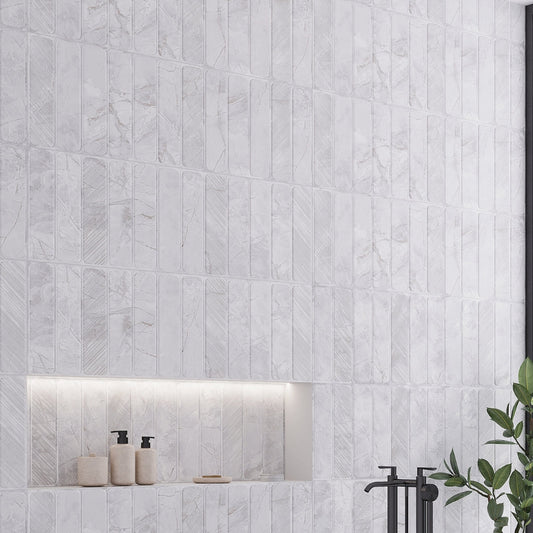 Soft Gray White 16x48 Matte Ceramic Large Format Tile (3 pack, 15.5 sq ft/case)