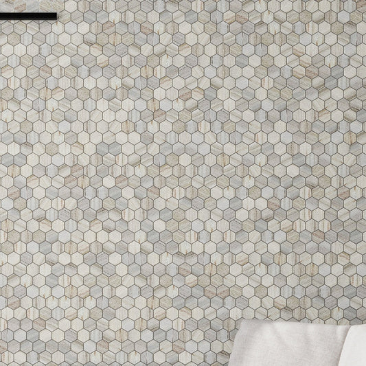 Soft White with Beige 12x12 Honed Hexagon Crystal Sand Marble Mosaic Tile (5 pack, 4.83 sq ft/case)