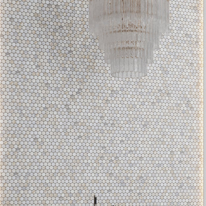 White Gray 11x12 Polished Penny Round Calacatta Gold Marble Mosaic Tile (5 pack, 4.47 sq ft/case)