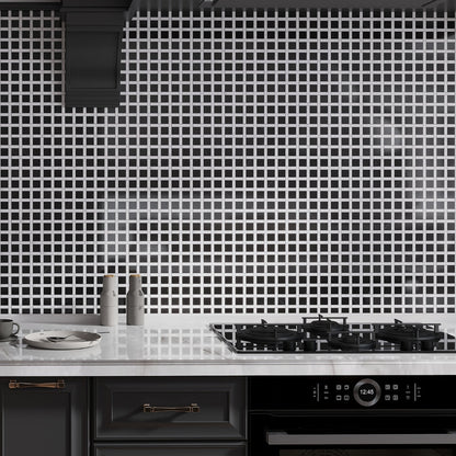 Eastern Black White 12x12 Polished Basketweave Marble Mosaic Tile (5 pack, 5 sq ft/case)
