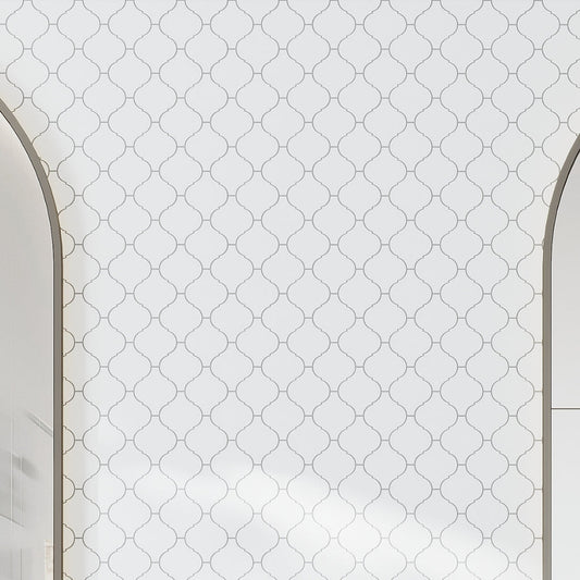Snow White 10x11 Polished Arabesque Thassos Marble Mosaic Tile (5 pack, 3.75 sq ft/case)