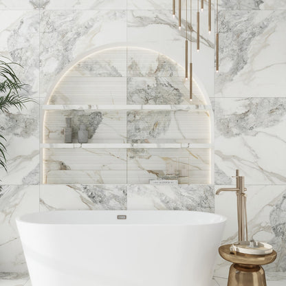 Cool White with Subtle Gray 12x48 Matte Porcelain Large Format Tile (3 pack, 11.63 sq ft/case)