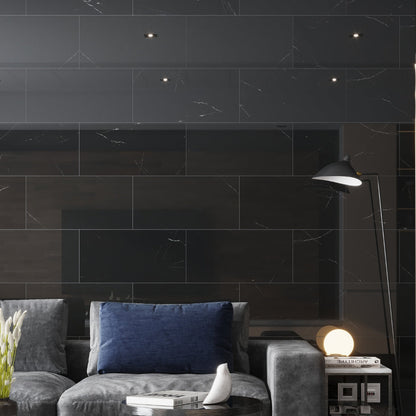 Eastern Black 12x24 Polished Rectangle, Brick Marble Large Format Tile (5 pack, 10 sq ft/case)