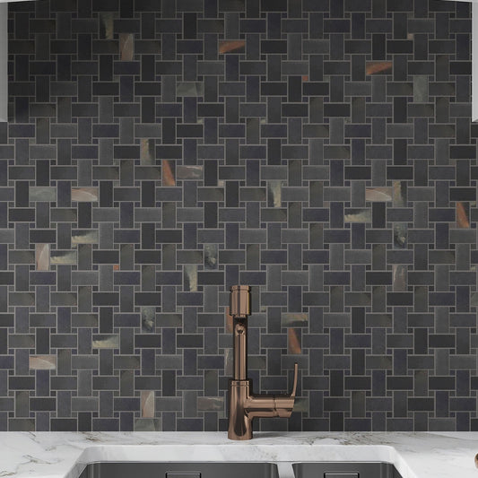 Black 12x12 Matte Basketweave Porcelain Mosaic Tile (5 pack, 4.84 sq ft/case)