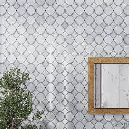 Stone White Gray 12x12 Polished Diamond Stone Mosaic Tile (5 pack, 4.83 sq ft/case)