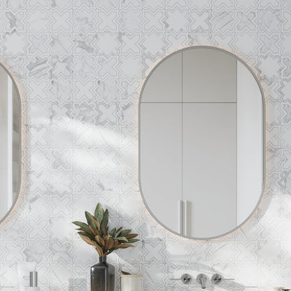 Warm White 10x10 Honed Star and Cross Dolomite Calacatta Marble Mosaic Tile (5 pack, 3.54 sq ft/case)