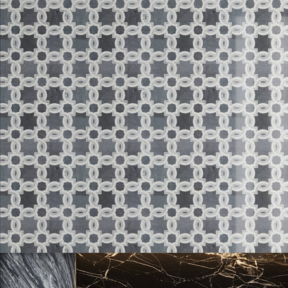 Carrrara Eastern Grey Thassos 12x12 Polished Floral Marble Mosaic Tile (5 pack, 4.83 sq ft/case)