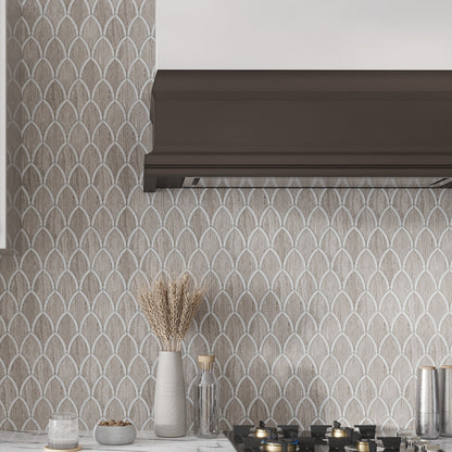 Wooden Grey, Bianco Carrara 9x10 Polished Fan Fish Scale Marble Mosaic Tile (5 pack, 3 sq ft/case)
