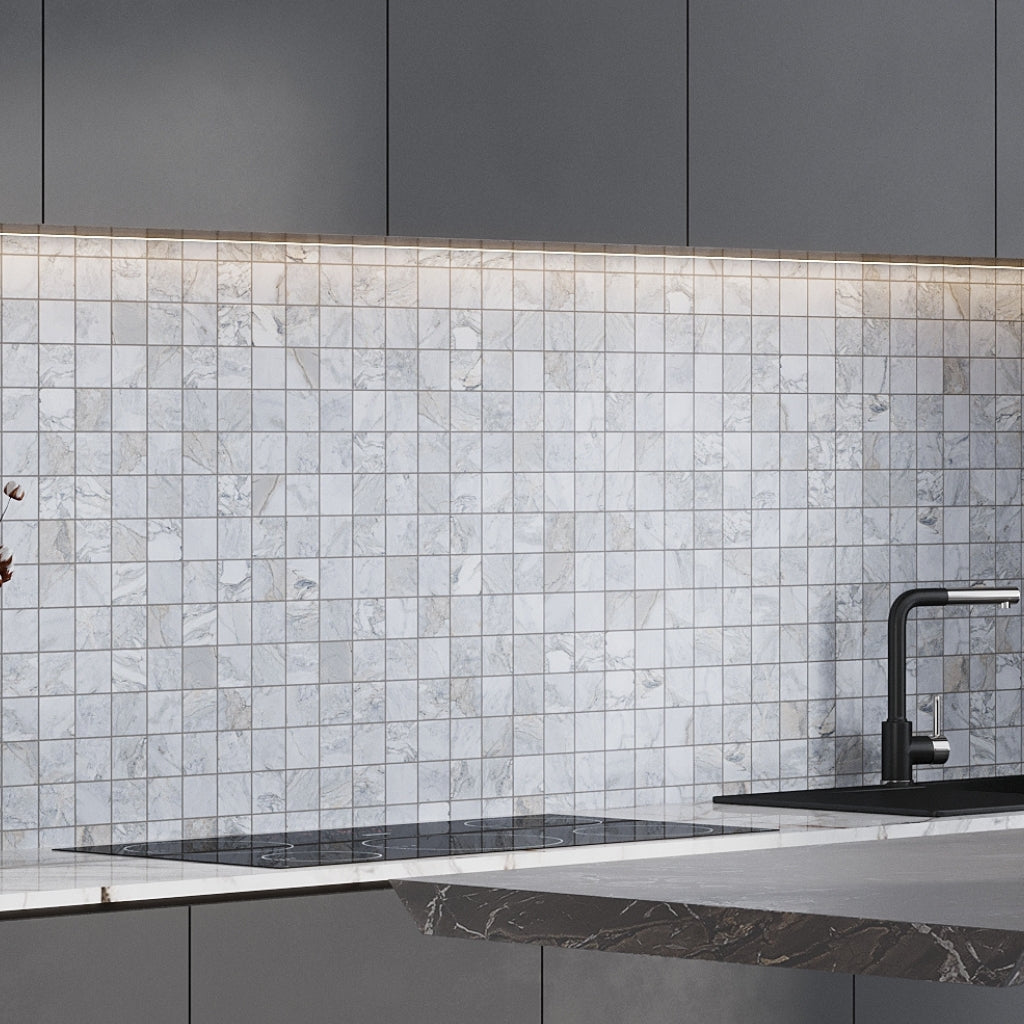 Pale Gray 12x12 Polished Square Porcelain Mosaic Tile (11 pack, 10.65 sq ft/case)