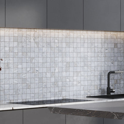 Pale Gray 12x12 Polished Square Porcelain Mosaic Tile (11 pack, 10.65 sq ft/case)