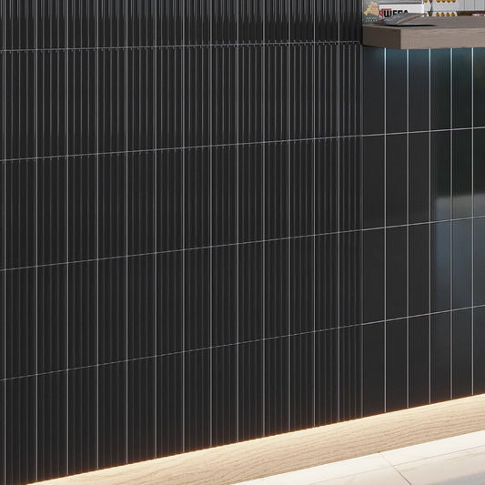 Black 2x8 Glossy Ceramic Subway Deco Tile (38 pack, 4.09 sq ft/case)
