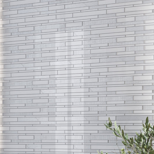 White 12x12 Glossy Matte Sticks Glass Mosaic Tile (5 pack, 5 sq ft/case)