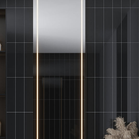 Black 4x16 Glossy Subway Glass Tile (12 pack, 5.33 sq ft/case)