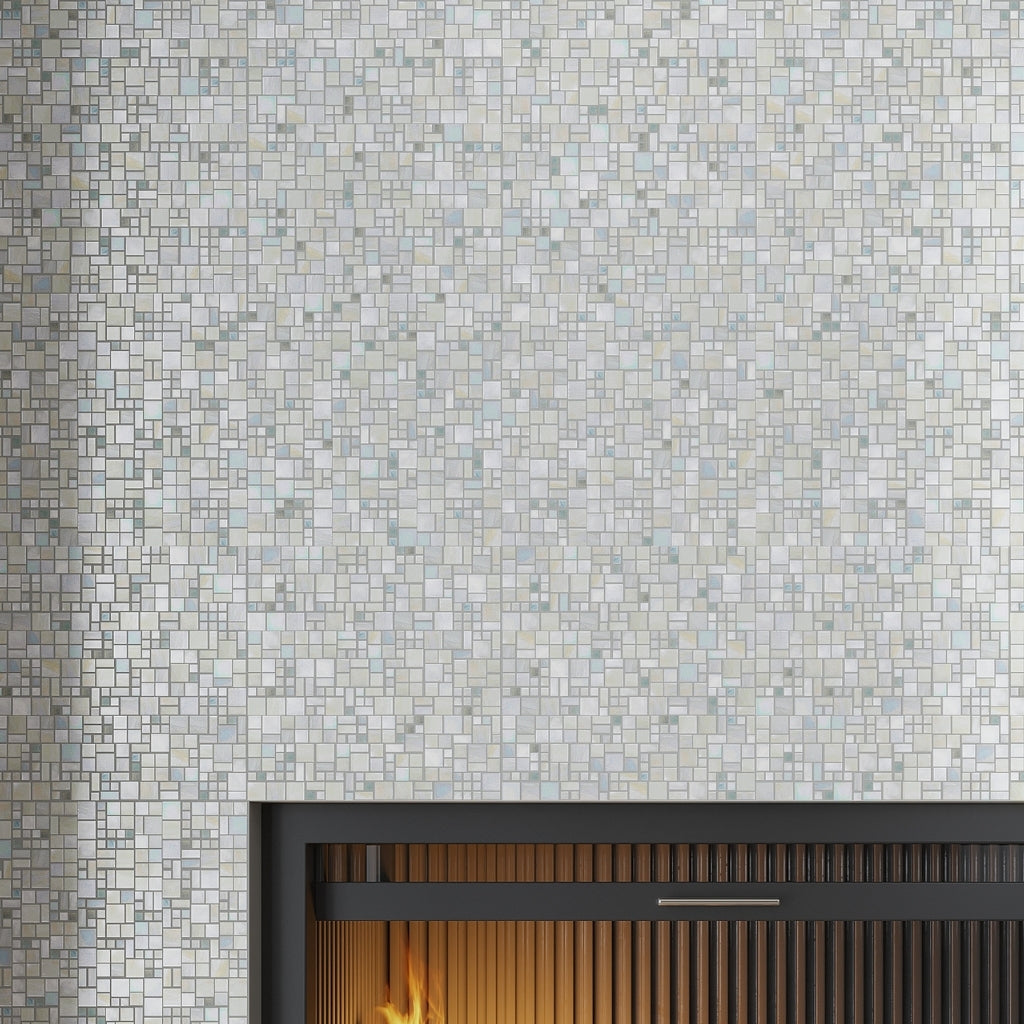 Pearl White 12x12 Glossy Square Glass Mosaic Tile (10 pack, 10.85 sq ft/case)