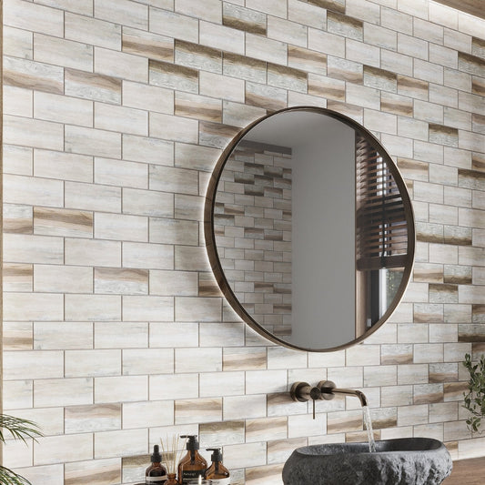 Beige 12x12 Matte Brick Recycled Glass Mosaic Tile (10 pack, 9.18 sq ft/case)