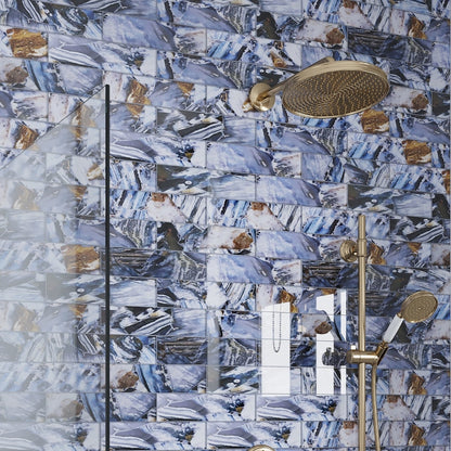 Brown Blue 3x12 Glossy Glass Subway Tile (20 pack, 5 sq ft/case)