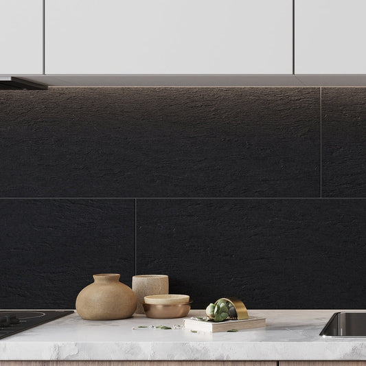 Black 12x36 Matte Ceramic Large Format Tile (4 pack, 11.62 sq ft/case)