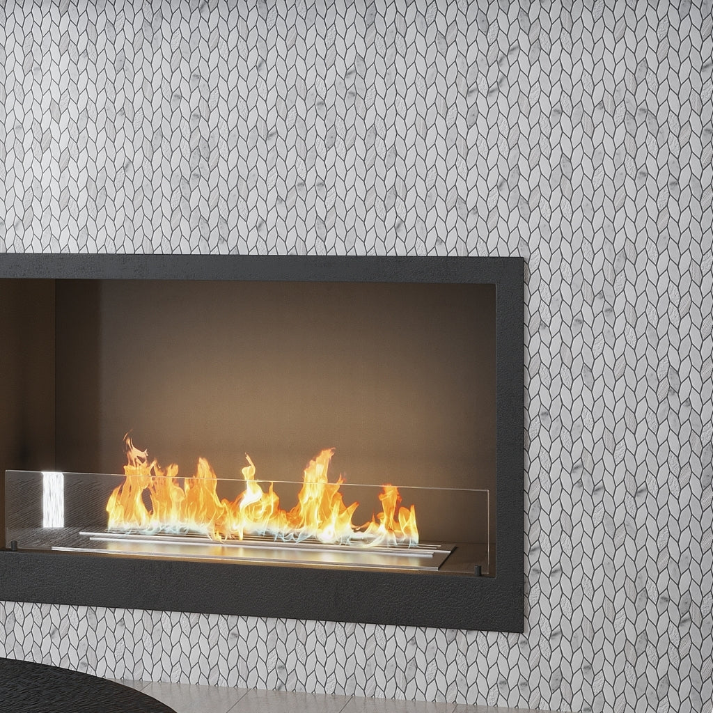 White Gray 12x12 Polished Etched Hexagon Bianco Carrara Marble Mosaic Tile (5 pack, 4.92 sq ft/case)