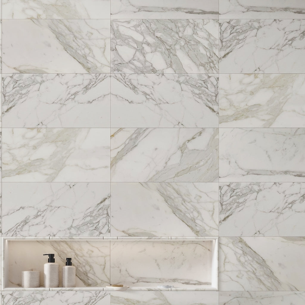 White Gray 12x24 Polished Field Calacatta Gold Marble Tile (5 pack, 10 sq ft/case)