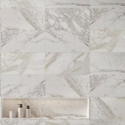 White Gray 12x24 Polished Field Calacatta Gold Marble Tile (5 pack, 10 sq ft/case)