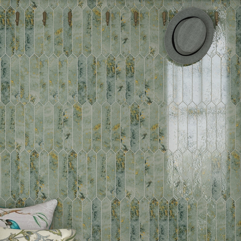 Moss Green 2x10 Glossy Picket Ceramic Tile (23 pack, 2.37 sq ft/case)