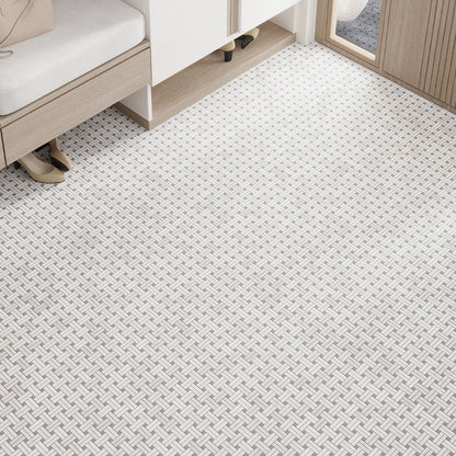 Bianco Carrara, Eastern Beige 11x11 Polished Basketweave Marble Mosaic Tile (5 pack, 4.47 sq ft/case)