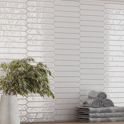 Cotton White 2x10 Glossy Picket Ceramic Tile (23 pack, 2.37 sq ft/case)