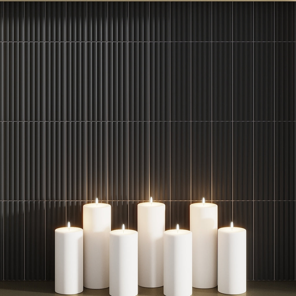 Black 2x8 Matte Ceramic Subway Deco Tile (38 pack, 4.1 sq ft/case)