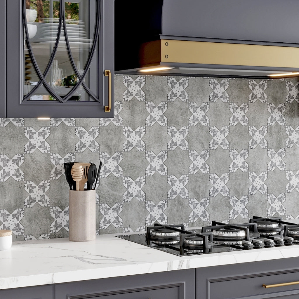 Light Gray 5x5 Matte Ceramic Cross Deco Tile (27 pack, 5.37 sq ft/case)