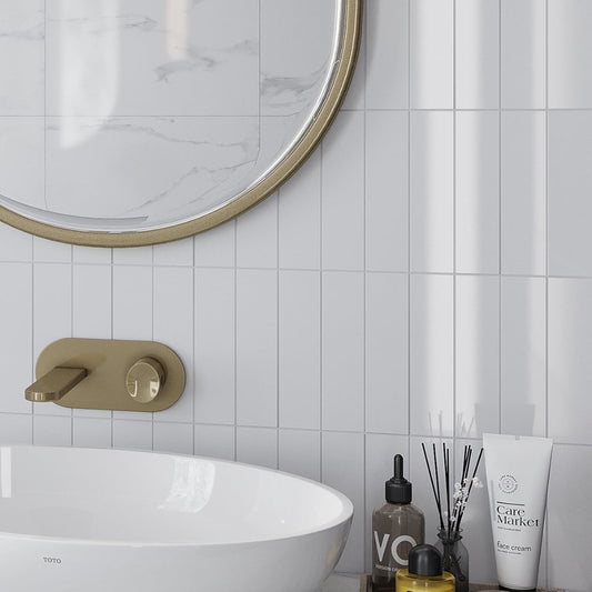 White 2x8 Glossy Ceramic Subway Tile (60 pack, 6.46 sq ft/case)