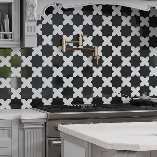 Black 5x5 Glossy Star Ceramic Tile (27 pack, 5.37 sq ft/case)