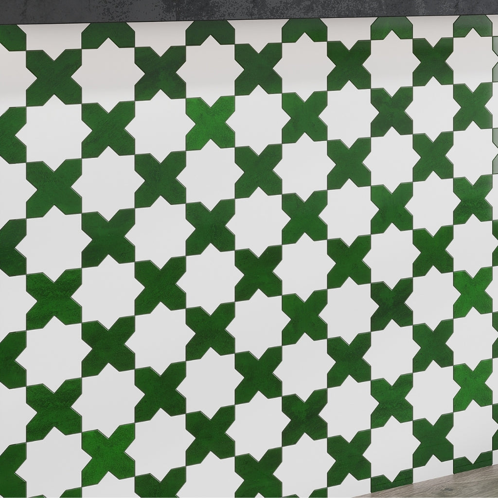 Dark Green 5x5 Glossy Cross Ceramic Tile (27 pack, 5.37 sq ft/case)