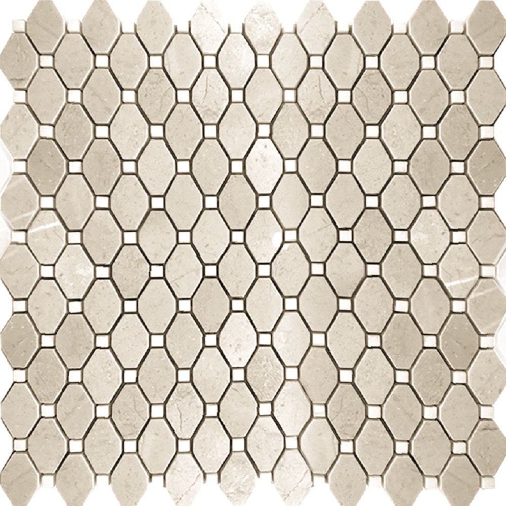 Crema Marfil Eastern White 12x12 Polished Octagon Marble Mosaic Tile (5 pack, 5.08 sq ft/case)