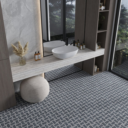 Charcoal Gray White 12x12 Honed Basketweave Terrazzo Dolomite Limestone Marble Mosaic Tile (5 pack, 5.08 sq ft/case)