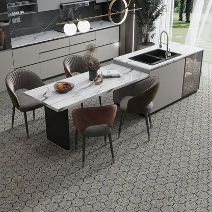 Charcoal Gray Black 11x13 Honed Triangle Terrazzo Limestone Marble Mosaic Tile (5 pack, 4.77 sq ft/case)