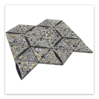 Charcoal Gray Black 11x13 Honed Triangle Terrazzo Limestone Marble Mosaic Tile (5 pack, 4.77 sq ft/case)