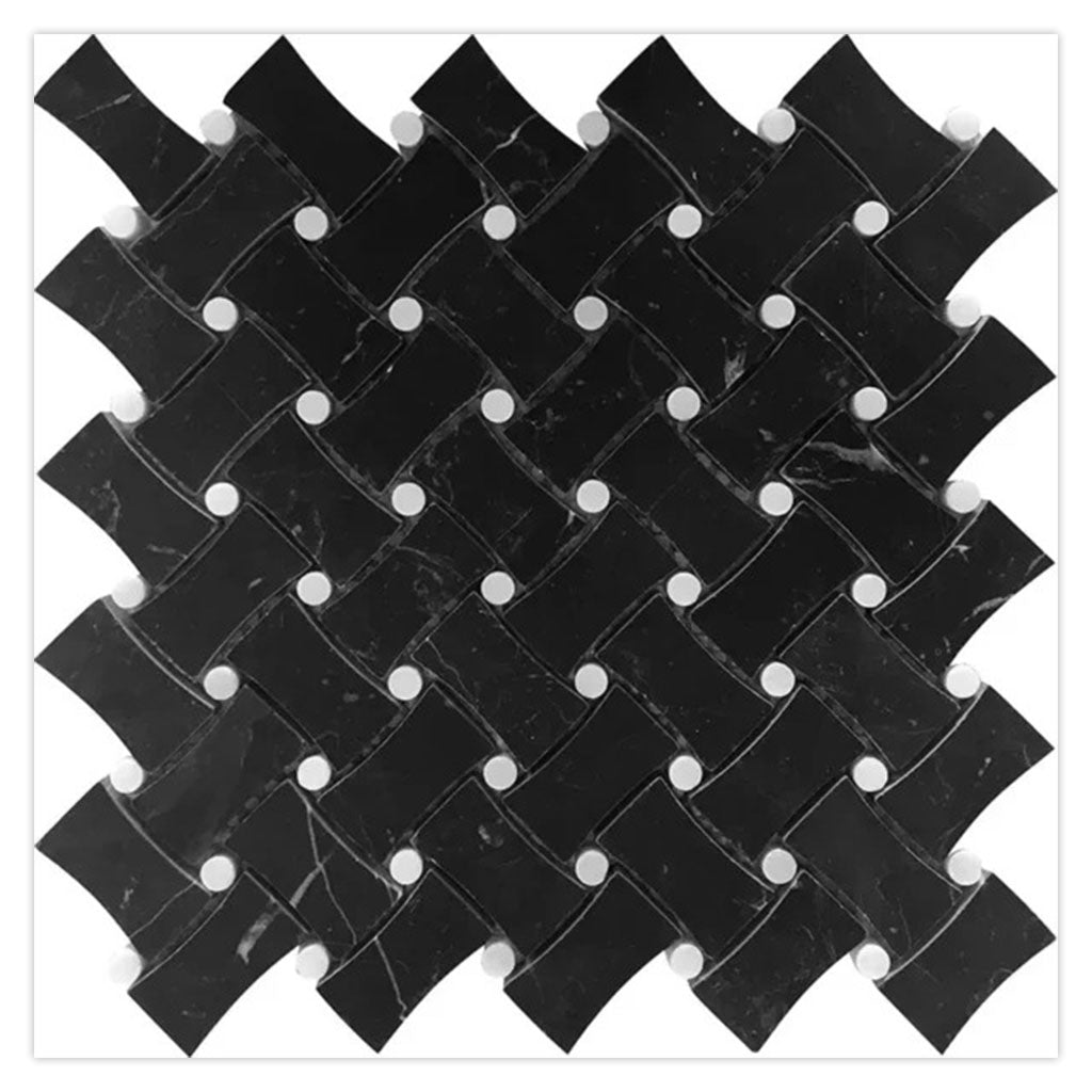Eastern Black White 11x11 Honed Basketweave Marble Mosaic Tile (5 pack, 4.2 sq ft/case)