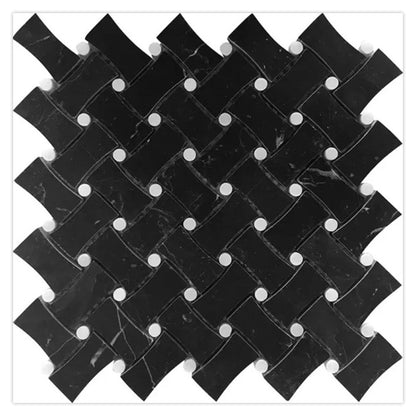 Eastern Black White 11x11 Honed Basketweave Marble Mosaic Tile (5 pack, 4.2 sq ft/case) - Sample