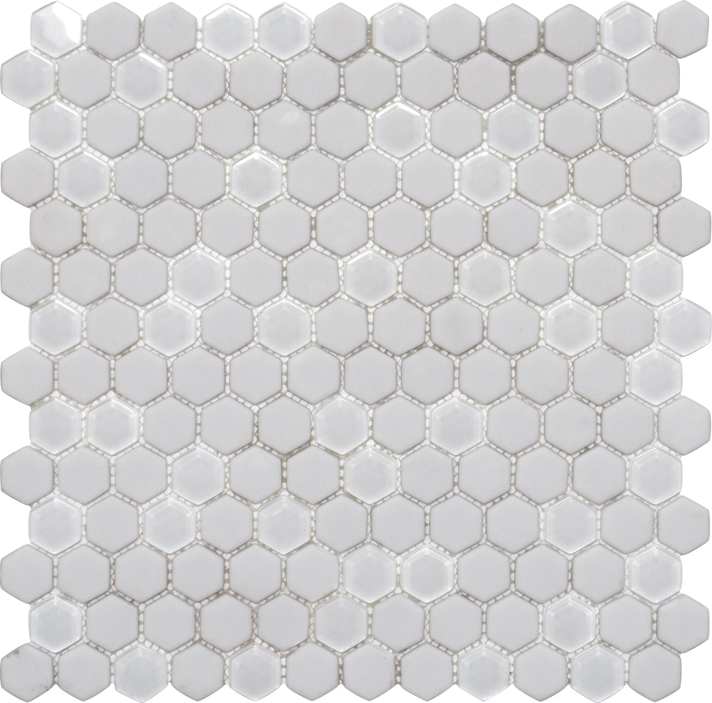 Cotton White 12x12 Matte Glossy Hexagon Recycled Glass Mosaic Tile (5 pack, 4.92 sq ft/case)